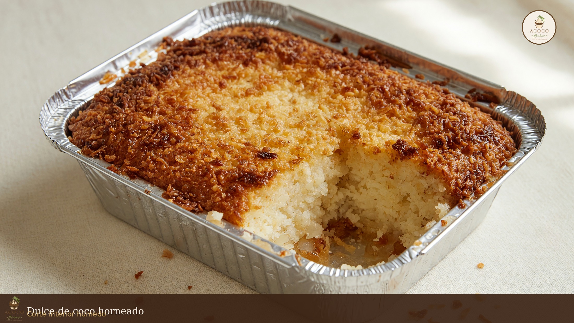 Corte del dulce de coco horneado, línea tradicional